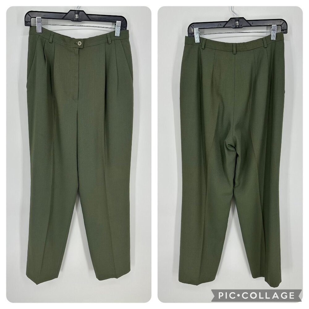 Pendelton Vintage Pleated Dress‎ Pants 10 High Rise Straight Leg Olive Green